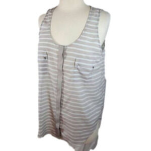 𝅺PJK Area Tank Striped Top Shell M NEW Beige